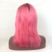 Bob 1B/Pink Ombre Color Lace Front Wigs 7A Grade Brazilian Virgin Human Hair